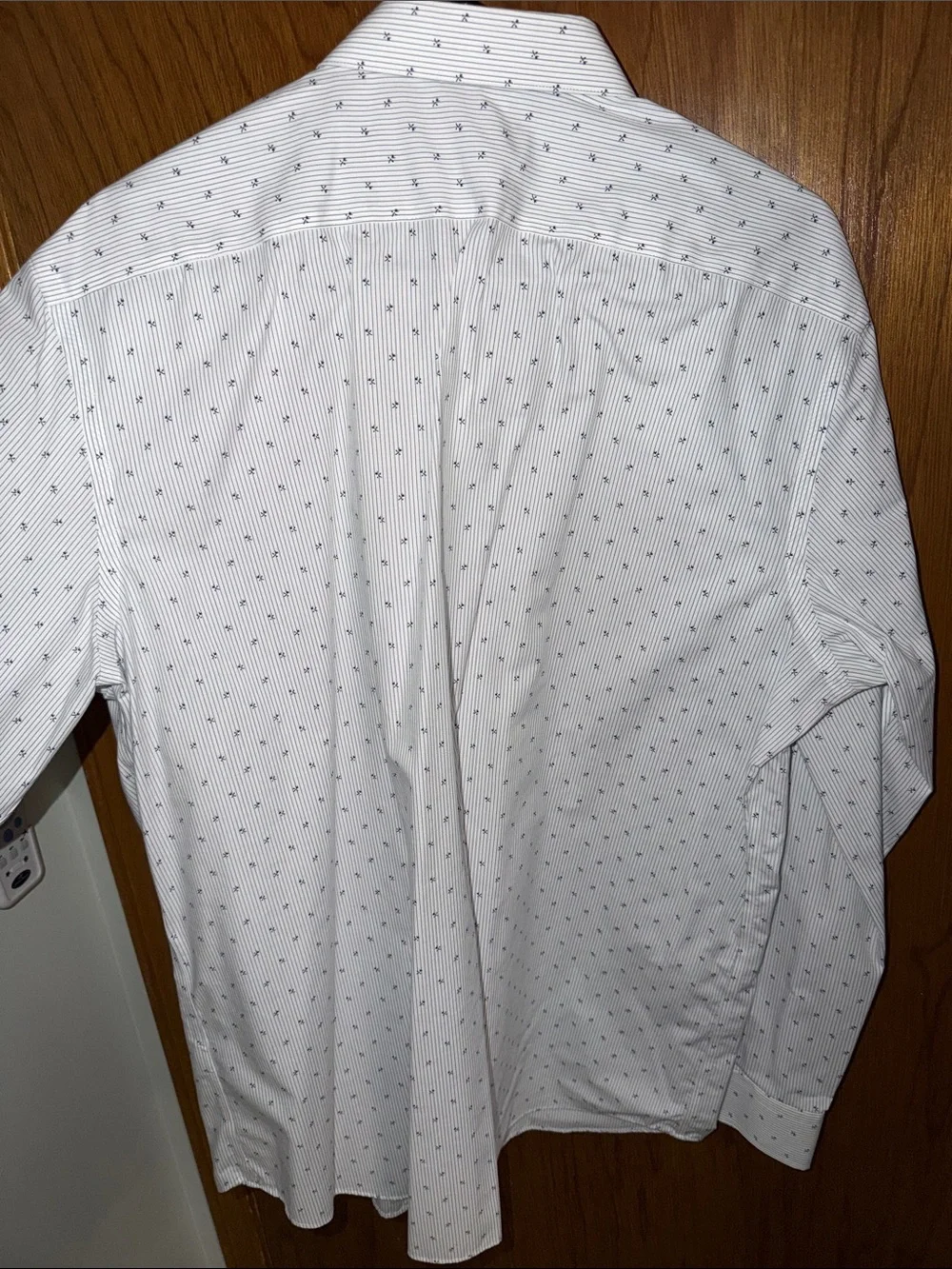 Banana Republic White Dress Shirt with Small Navy Pattern